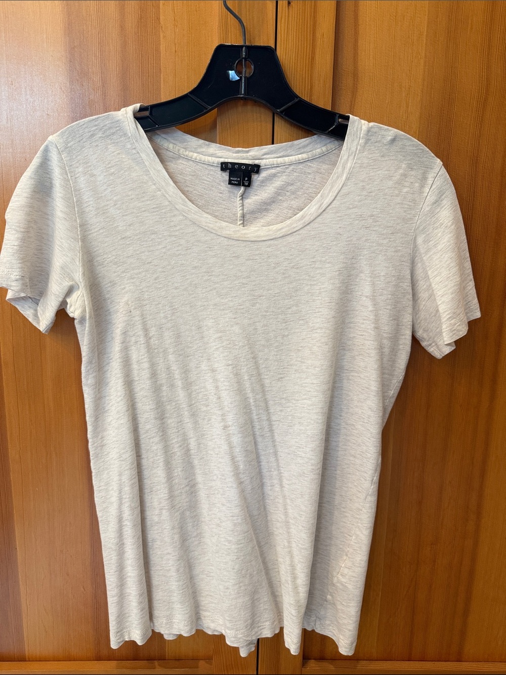 Theory Women's Scoop Neck Tee in Heather Light Gray